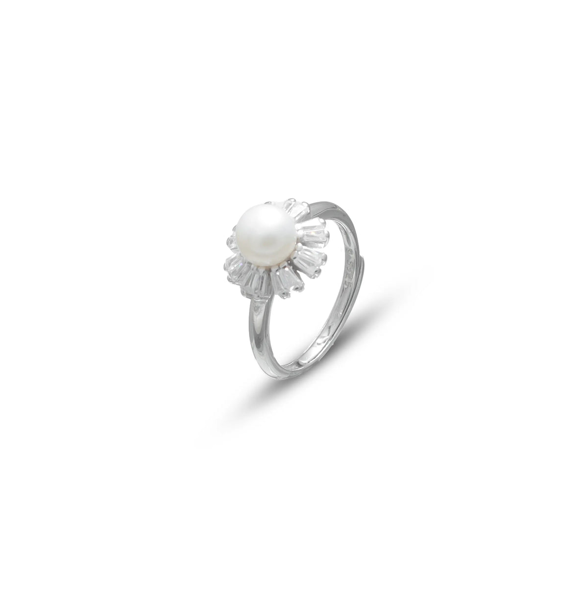 925 Silver Radiant Pearl Solstice Ring - 925 sterling silver ring by Tassya Silver