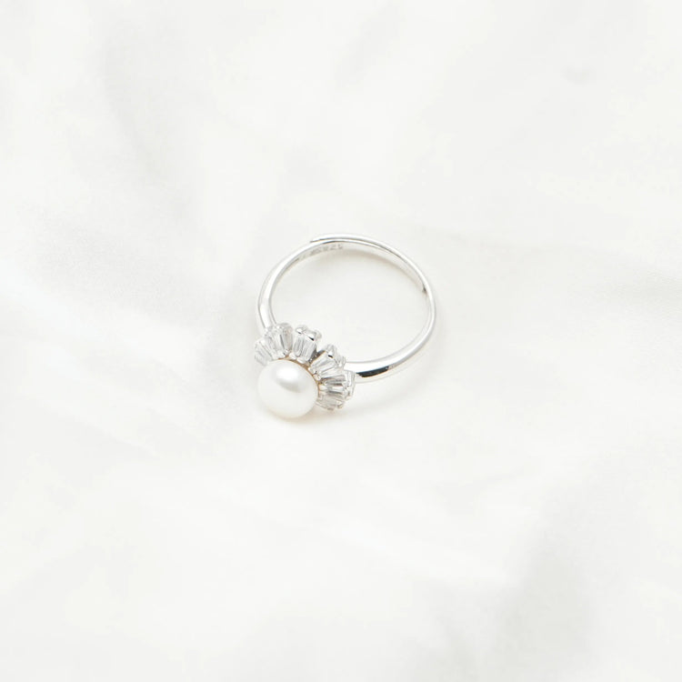 925 Silver Radiant Pearl Solstice Ring - 925 sterling silver ring by Tassya Silver
