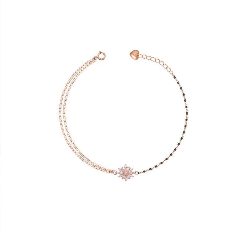 925 Silver Rose Bloom Mangalsutra Bracelet - 925 sterling silver mangalsutra by Tassya Silver