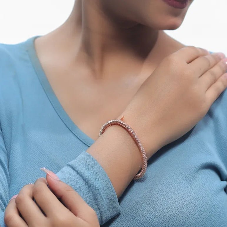 925 Silver Rosé Coil Luxe Kada - 925 sterling silver bracelet by Tassya Silver