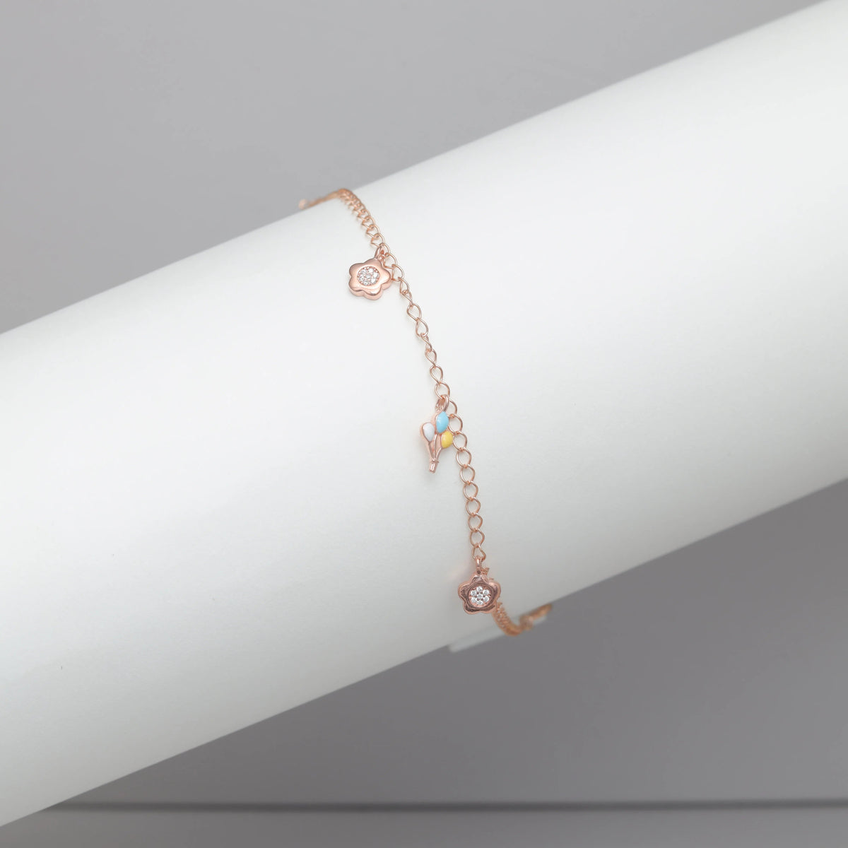 925 Silver Rose Dream Charm Bracelet - 925 sterling silver bracelet by Tassya Silver