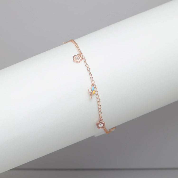 925 Silver Rose Dream Charm Bracelet - 925 sterling silver bracelet by Tassya Silver