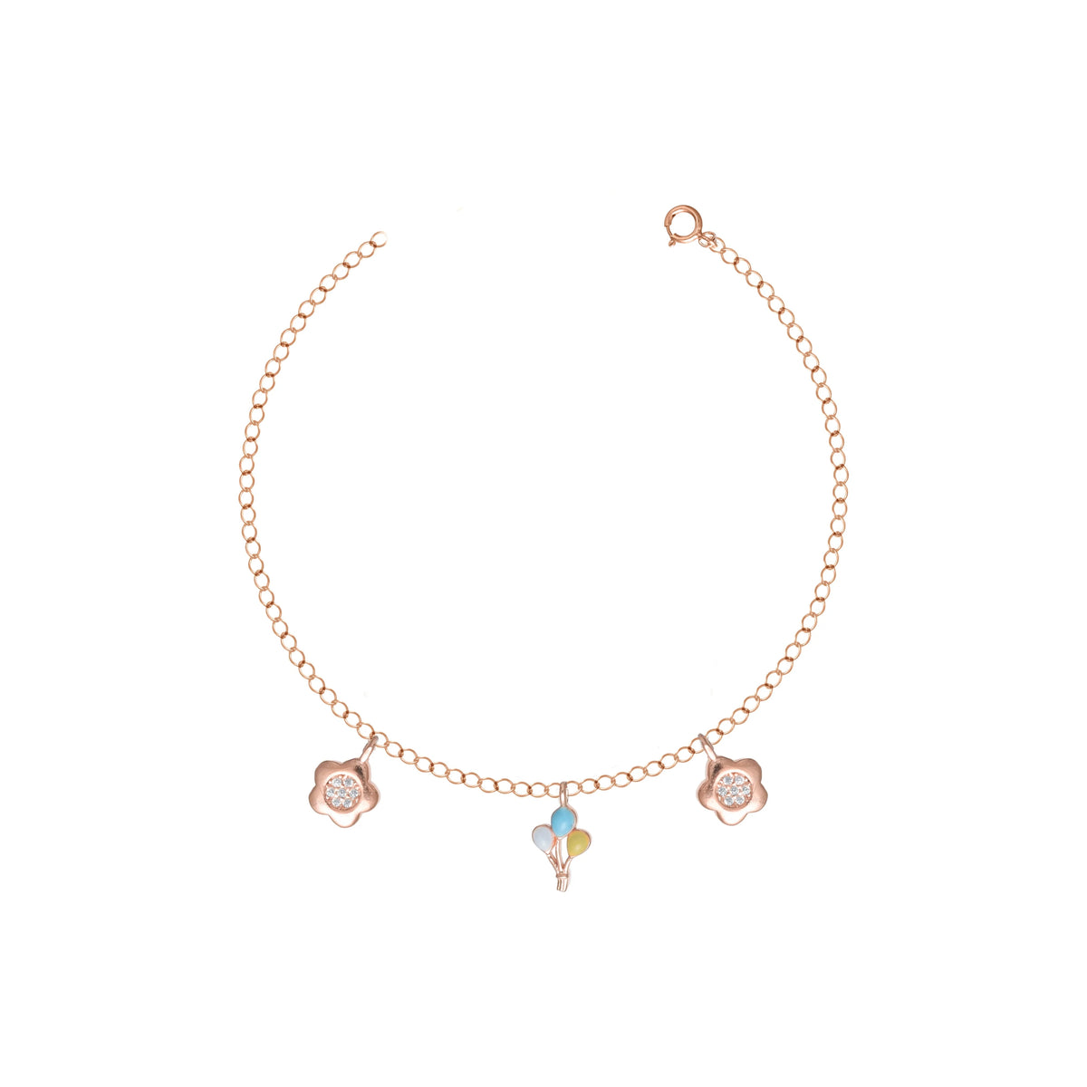 925 Silver Rose Dream Charm Bracelet - 925 sterling silver bracelet by Tassya Silver