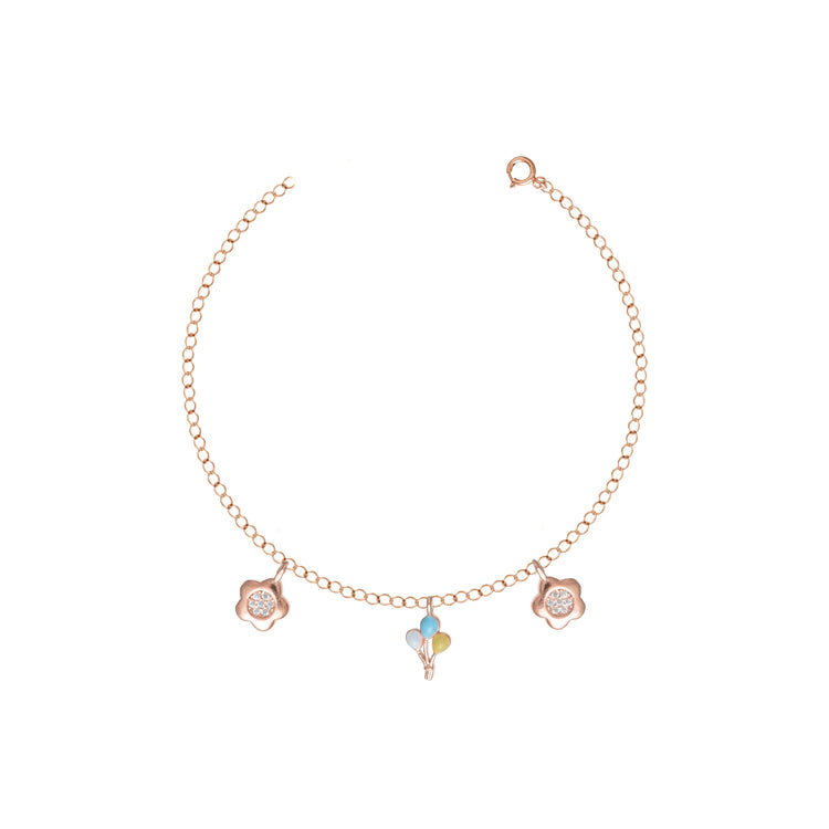 925 Silver Rose Dream Charm Bracelet - 925 sterling silver bracelet by Tassya Silver