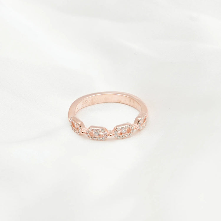 925 Silver Rosé Gleam Hexa Band - 925 sterling silver ring by Tassya Silver