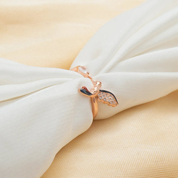 925 Silver Rose Gold Angel Wing Ring