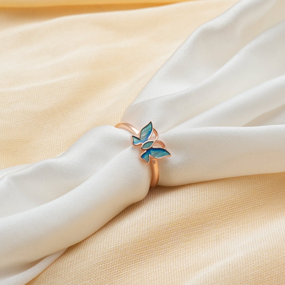 925 Rose Gold Azure Butterfly Ring - 925 sterling silver ring by Tassya Silver