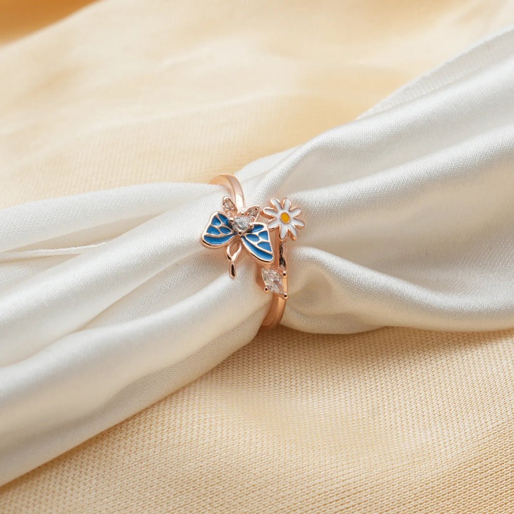 925 Rose Gold Bloom & Flutter Ring - 925 sterling silver ring by Tassya Silver