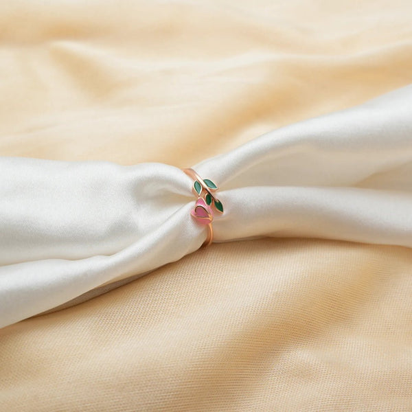 925 Silver Rose Gold Blossom Bud Ring