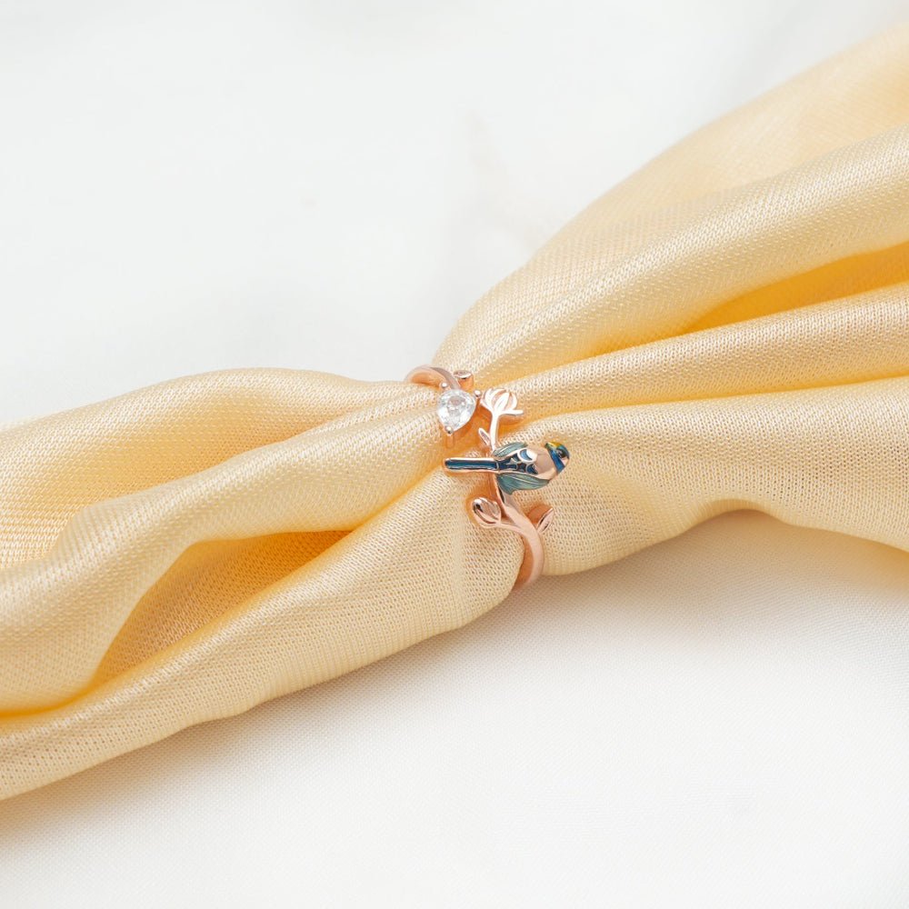 925 Silver Rose Gold Bluebird Whisper Ring - 925 sterling silver ring by Tassya Silver