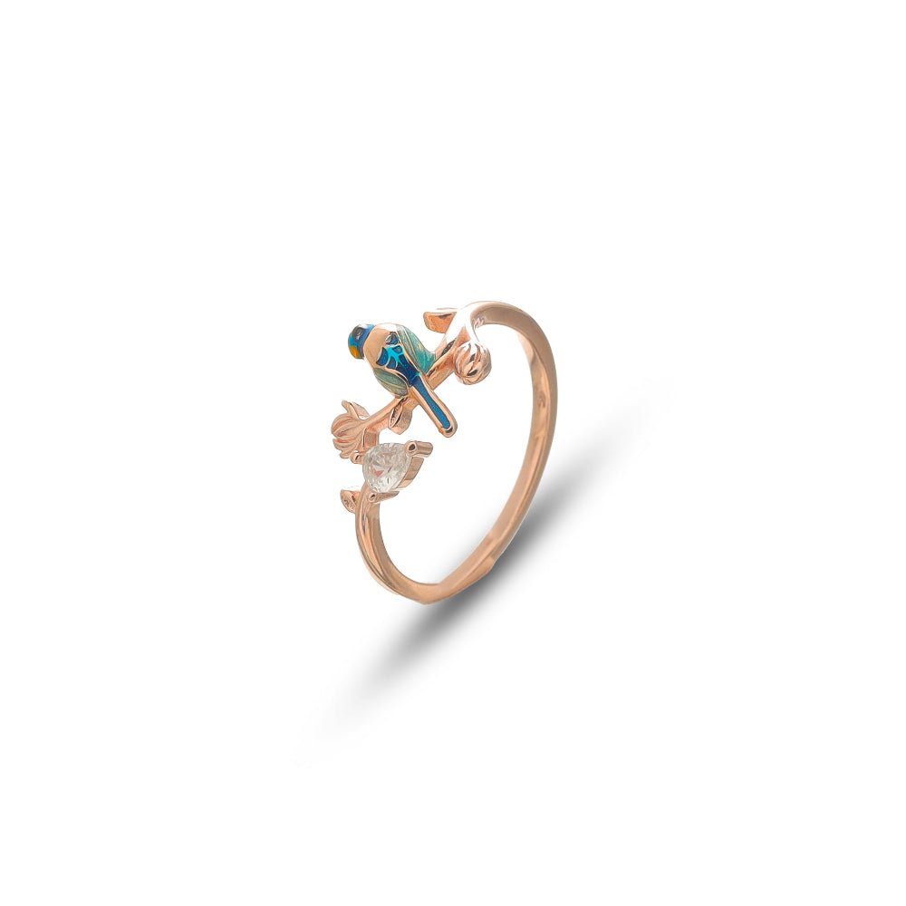 925 Silver Rose Gold Bluebird Whisper Ring - 925 sterling silver ring by Tassya Silver