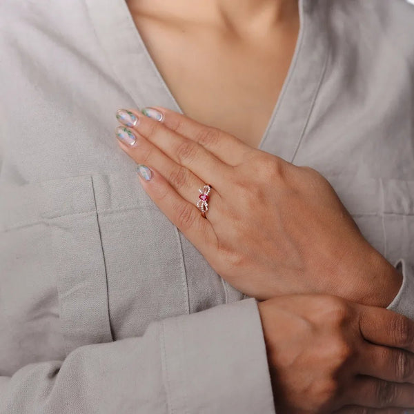 925 Silver Rose Gold Bow Delight Ring