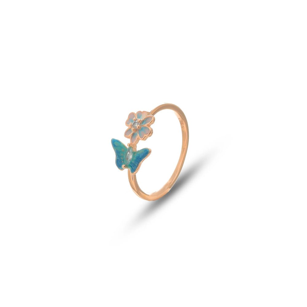 925 Silver Rose Gold Butterfly Bloom Ring - 925 sterling silver ring by Tassya Silver
