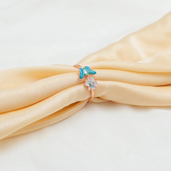 925 Silver Rose Gold Butterfly Bloom Ring