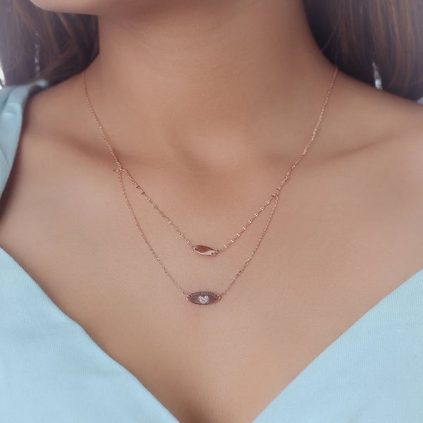 925 Silver Rose Gold Layered Oval Pendant