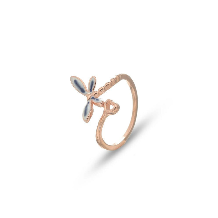 925 Rose Gold Dragonfly Dream Ring - 925 sterling silver ring by Tassya Silver