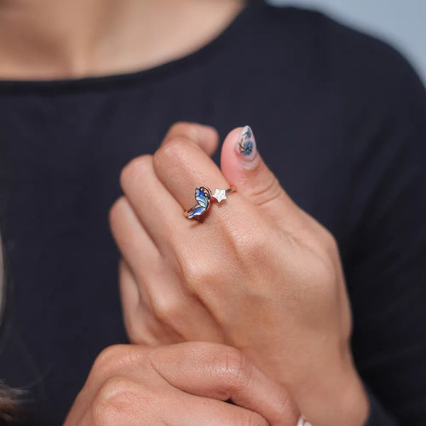 925 Rose Gold Dreambird & Star Ring