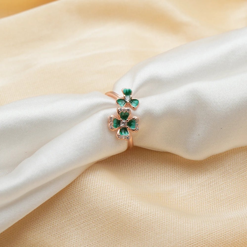 925 Rose Gold Emerald Bloom Ring - 925 sterling silver ring by Tassya Silver