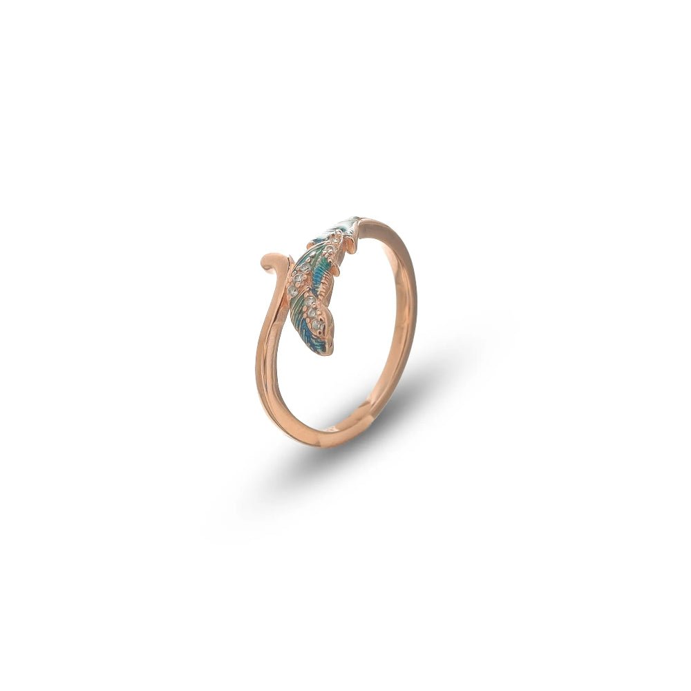 925 Rose Gold Feather Gleam Ring - 925 sterling silver ring by Tassya Silver