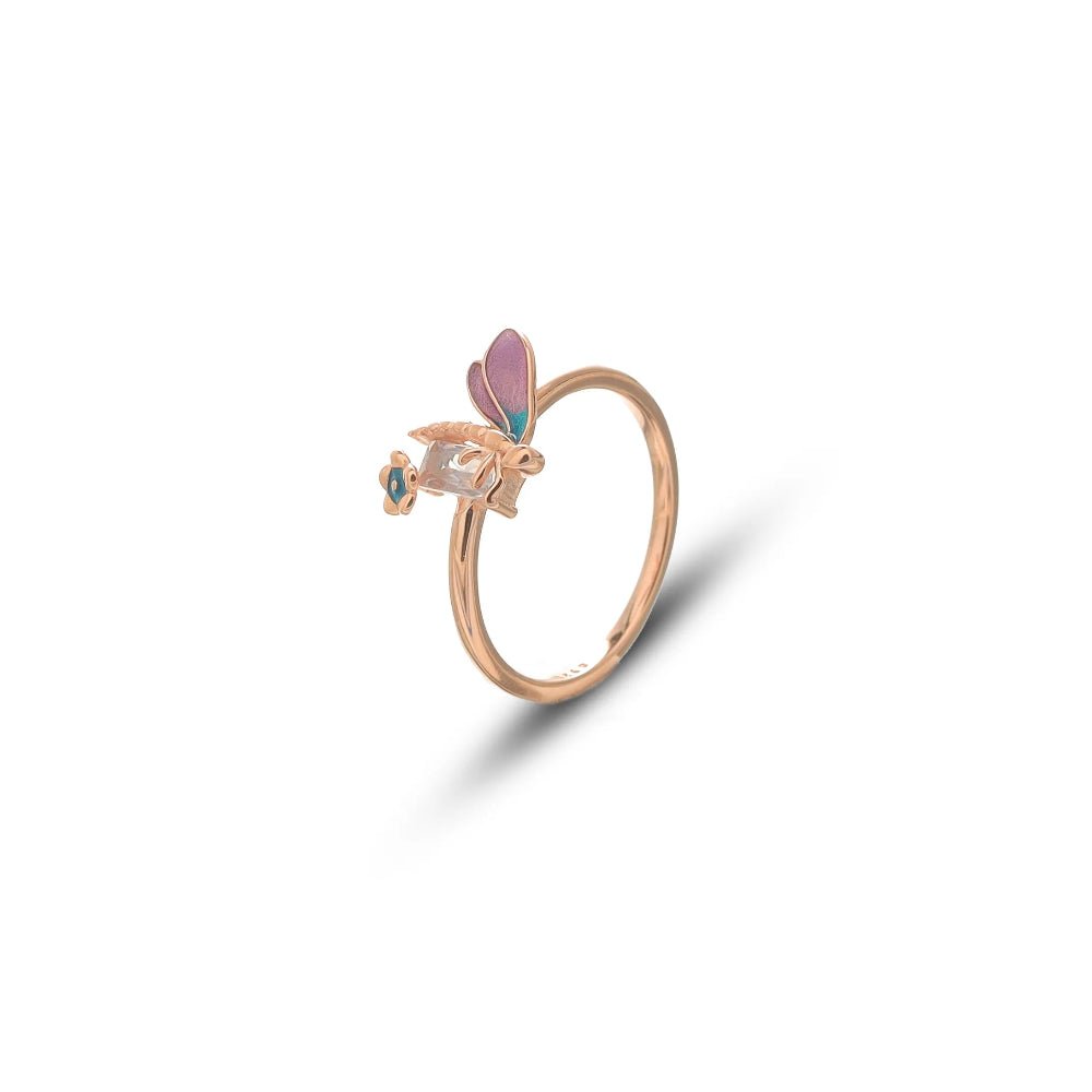 925 Silver Rose Gold Firefly Glow Ring - 925 sterling silver ring by Tassya Silver
