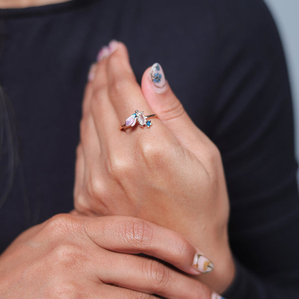 925 Silver Rose Gold Firefly Glow Ring