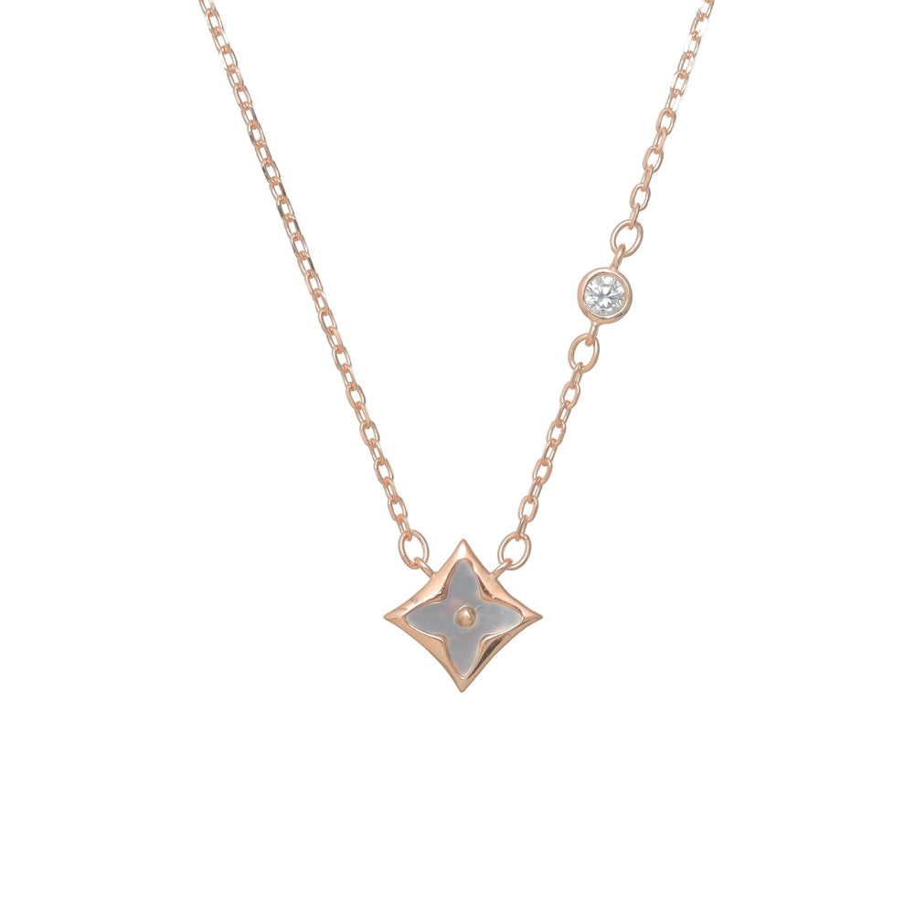 925 Silver Rose Gold Floral Star Pendant - 925 sterling silver pendant by Tassya Silver