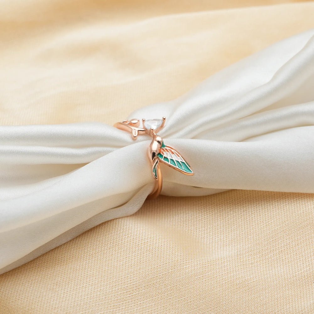 925 Rose Gold Garden Hummer Ring - 925 sterling silver ring by Tassya Silver