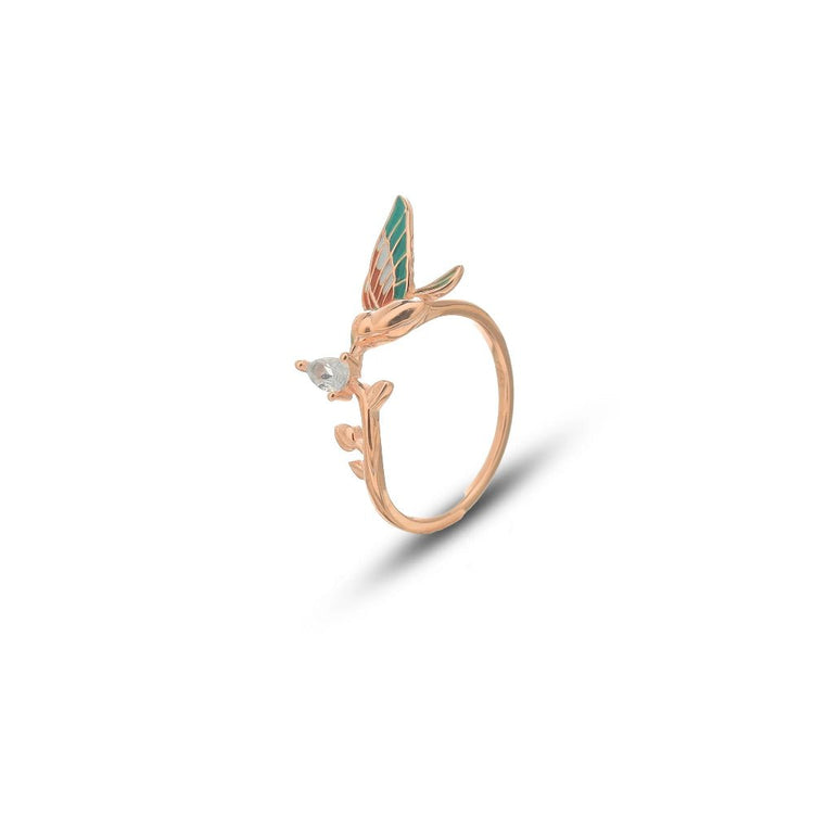 925 Rose Gold Garden Hummer Ring - 925 sterling silver ring by Tassya Silver