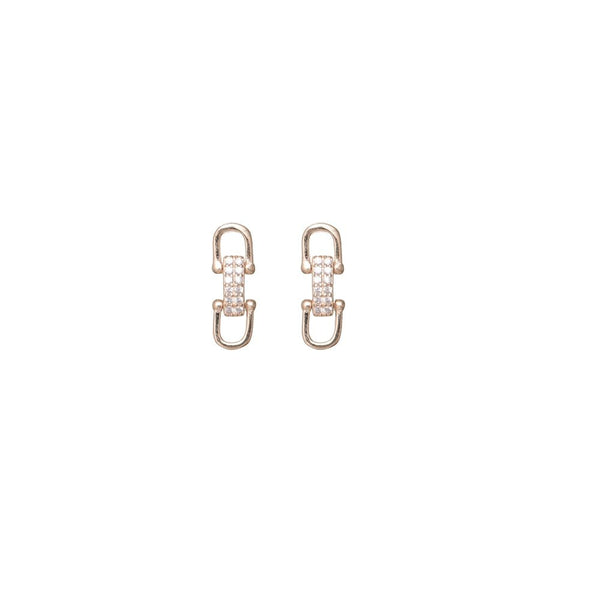925 Silver Rose Gold Link Sparkle Baby Studs