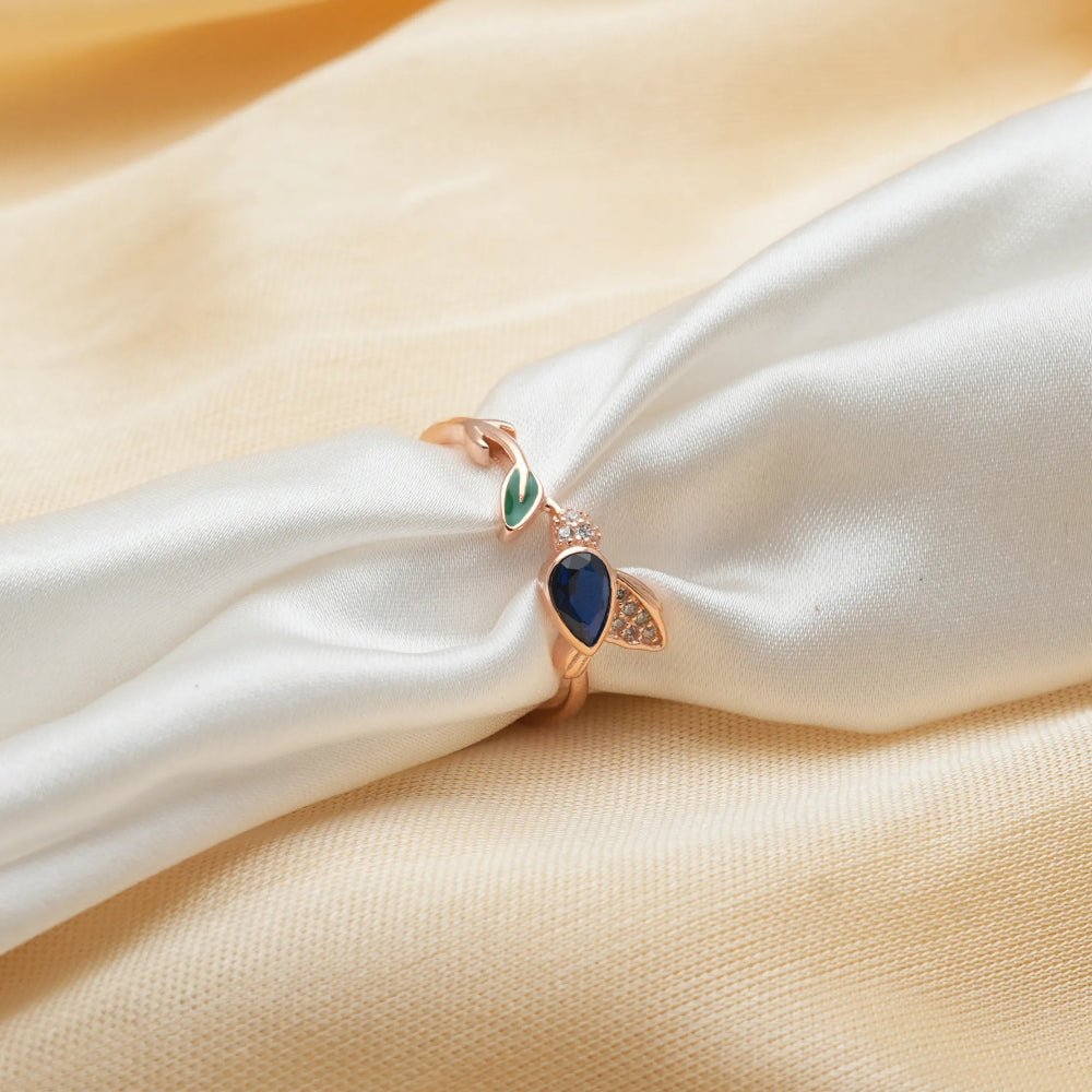 925 Rose Gold Midnight Bloom Ring - 925 sterling silver ring by Tassya Silver