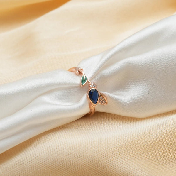 925 Rose Gold Midnight Bloom Ring