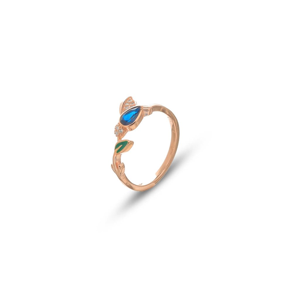 925 Rose Gold Midnight Bloom Ring - 925 sterling silver ring by Tassya Silver