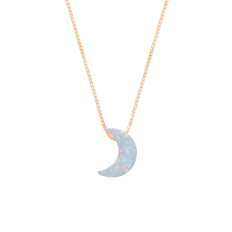 925 Silver Rose Gold Opal Moon Pendant - 925 sterling silver pendant by Tassya Silver