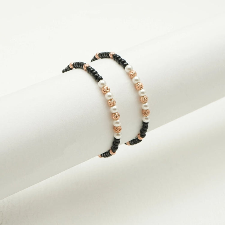 925 Silver Rose Gold Pearl Bracelet - 925 sterling silver bracelet by Tassya Silver
