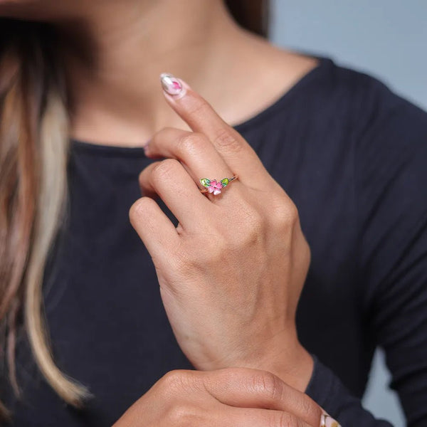 925 Rose Gold Pink Blossom Ring