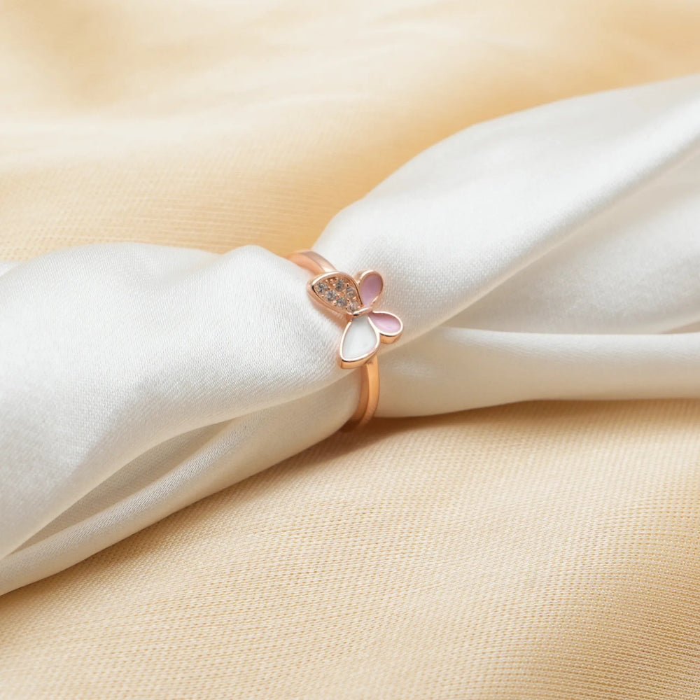 925 Rose Gold Pink Wings Ring - 925 sterling silver ring by Tassya Silver