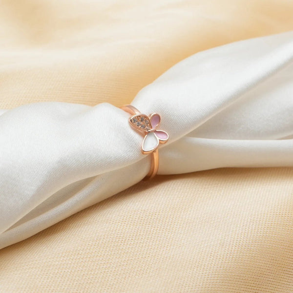 925 Rose Gold Pink Wings Ring