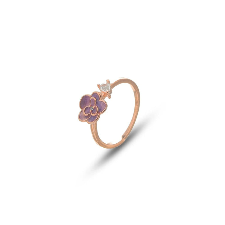 925 Silver Rose Gold Purple Floral Ring - 925 sterling silver ring by Tassya Silver