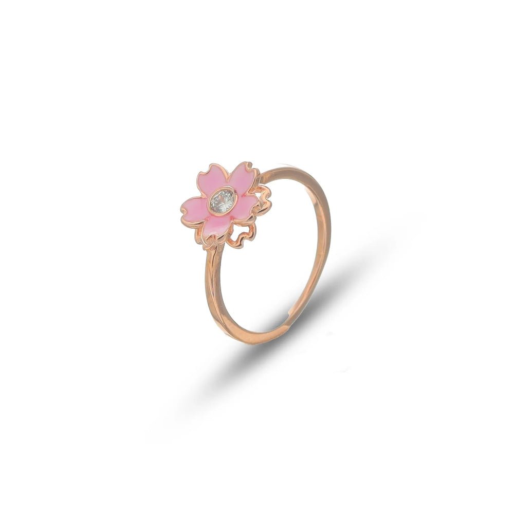 925 Silver Rose Gold Sakura Bloom Ring - 925 sterling silver ring by Tassya Silver