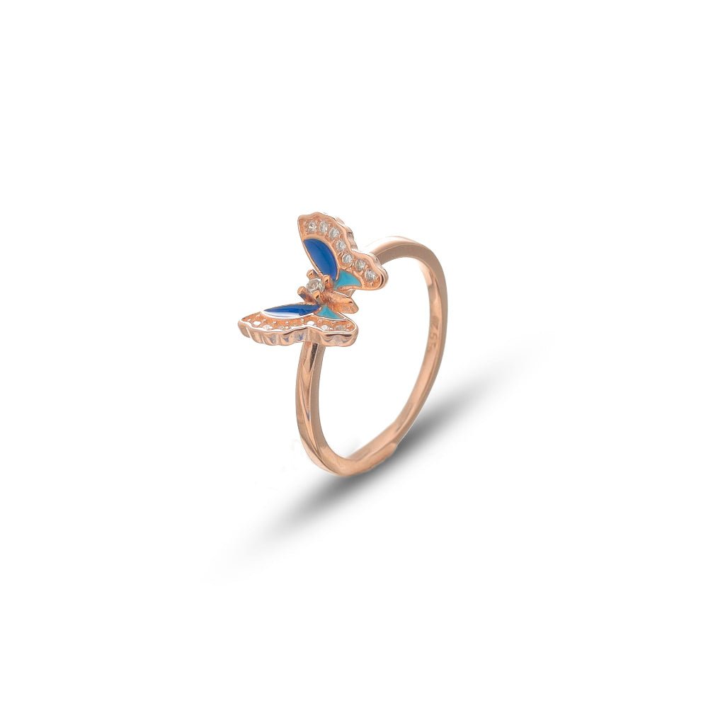 925 Silver Rose Gold Sapphire Flutter Ring - 925 sterling silver ring by Tassya Silver