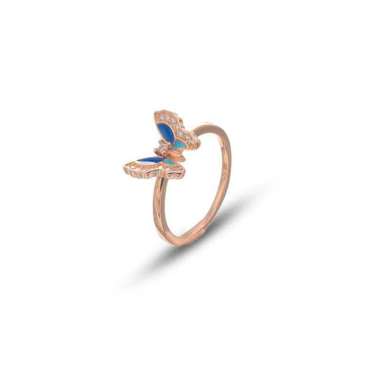 925 Silver Rose Gold Sapphire Flutter Ring - 925 sterling silver ring by Tassya Silver