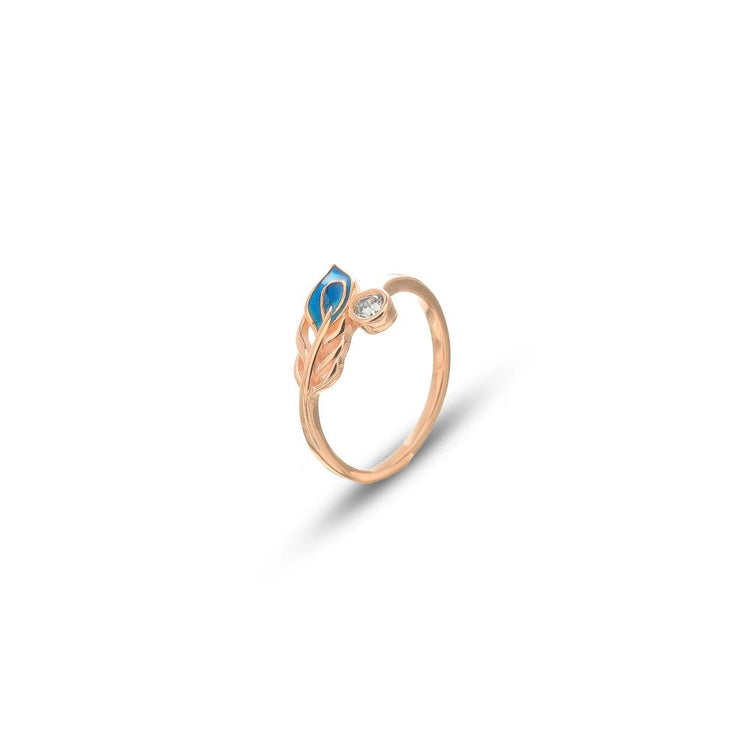 925 Silver Rose Gold Sapphire Leaf Ring - 925 sterling silver ring by Tassya Silver