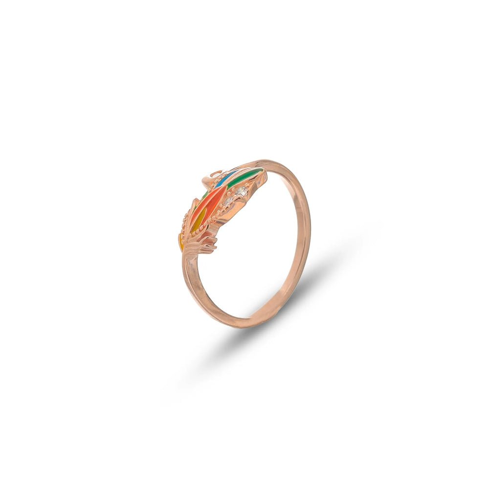 925 Silver Rose Gold Tricolor Feather Ring - 925 sterling silver ring by Tassya Silver