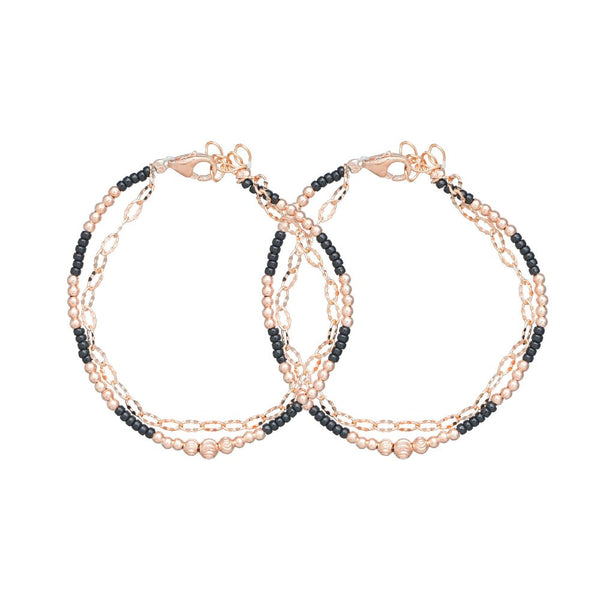 925 Silver Rose Gold Triple Strand Bracelet