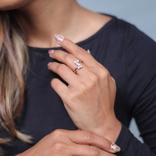 925 Rose Gold Twin Blossom Ring
