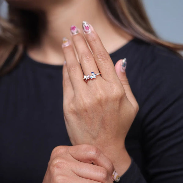 925 Rose Gold Twin Butterfly Ring