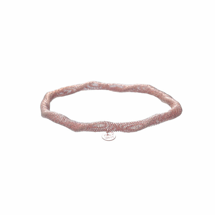 925 Silver Rosé Mesh Wave Kada - 925 sterling silver bracelet by Tassya Silver
