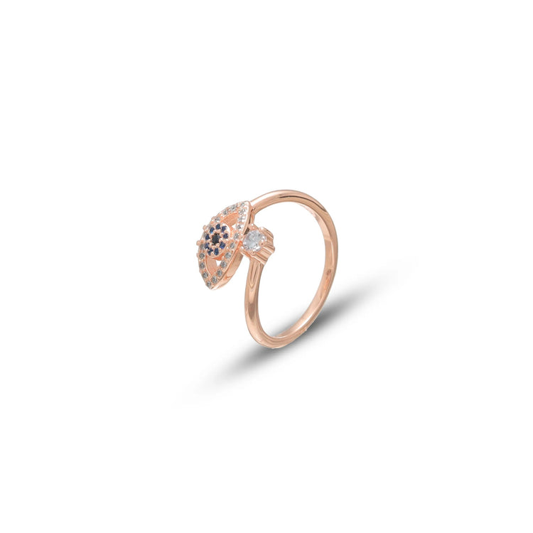 925 Silver Rosé Midnight Evil Eye Ring - 925 sterling silver ring by Tassya Silver