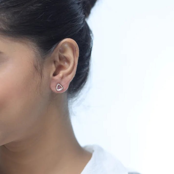 925 Silver Rosé Prism Studs - 925 sterling silver earrings by Tassya Silver