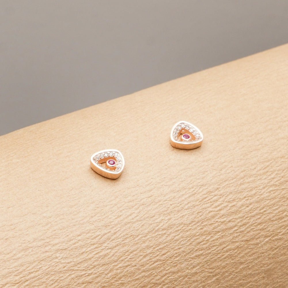 925 Silver Rosé Prism Studs - 925 sterling silver earrings by Tassya Silver